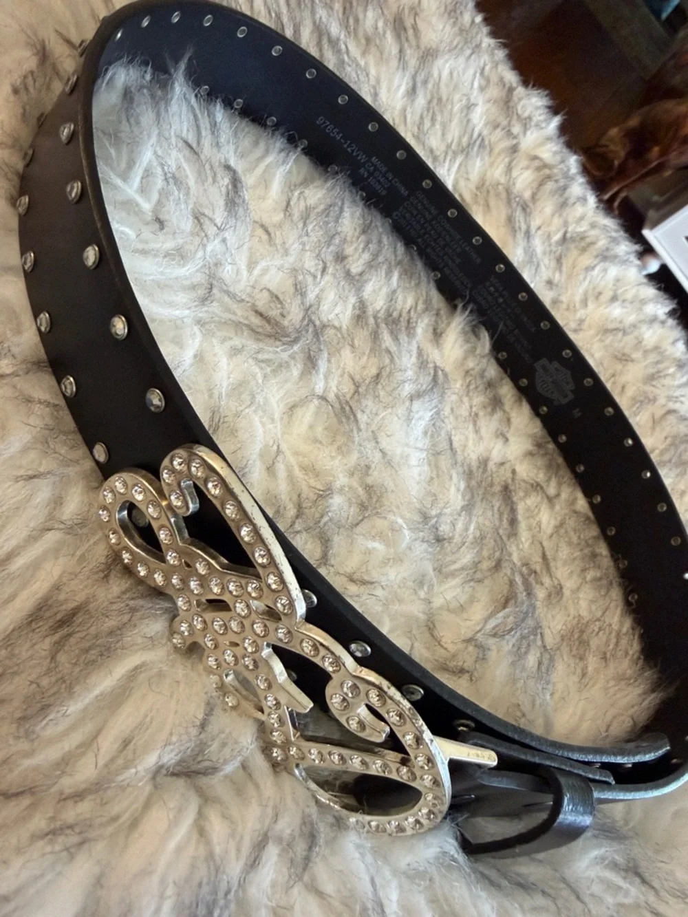 HARLEY-DAVIDSON Crystal/Black HD Studded Women's Belt
